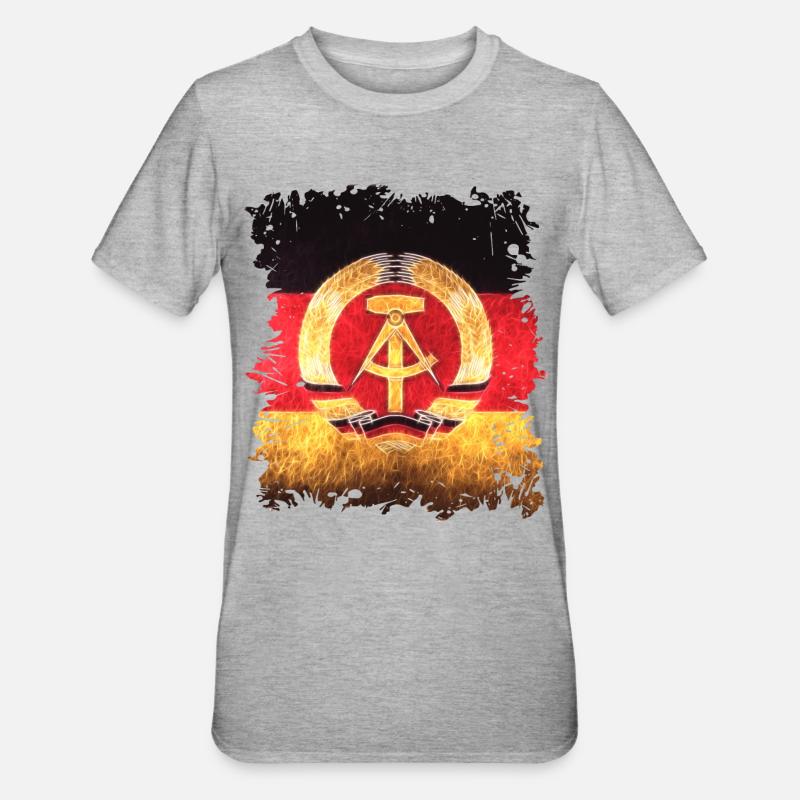 Drapeau de la RDA - T-shirt polycoton Unisexe - gris chiné