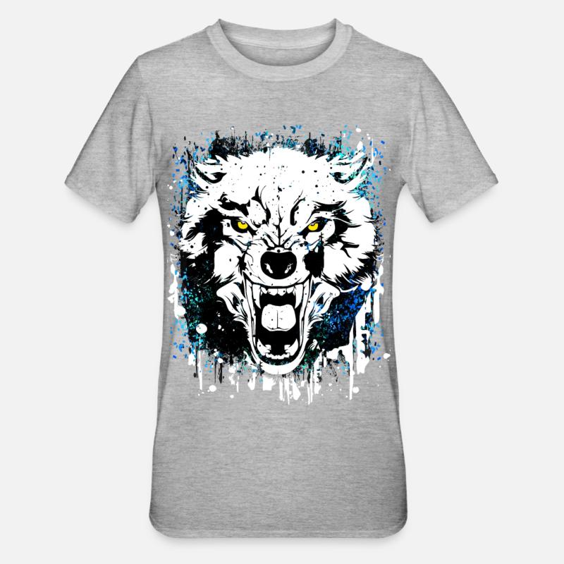 Wolf - Wölfe - Werwolf - Wolfsrudel - Vollmond - Unisex Polycotton T-Shirt - Grau meliert
