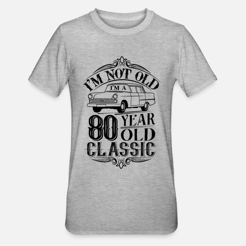 80e anniversaire classique - T-shirt polycoton Unisexe - gris chiné