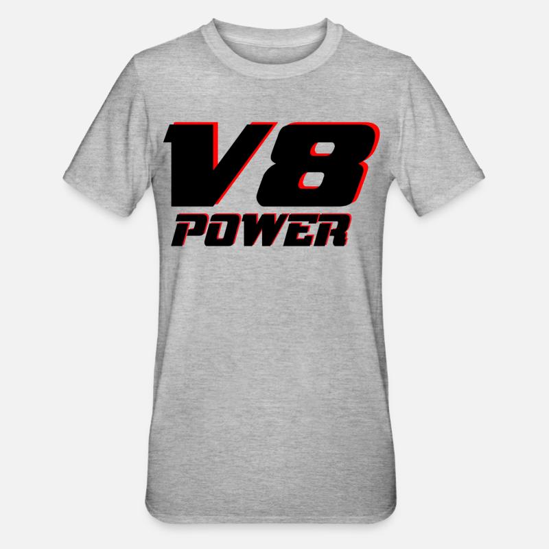 V8 - T-shirt polycoton Unisexe - gris chiné