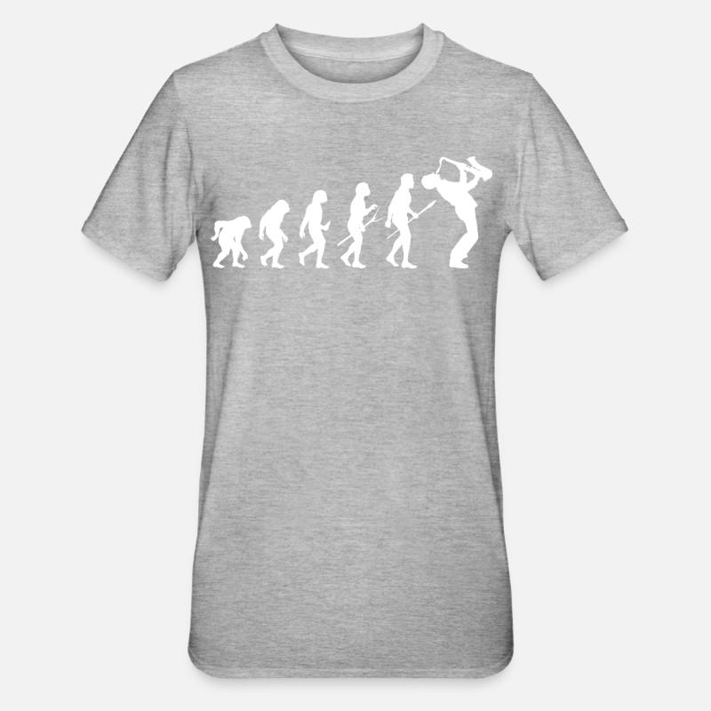 Saxophoniste Saxophoniste Evolution Drôle - T-shirt polycoton Unisexe - gris chiné