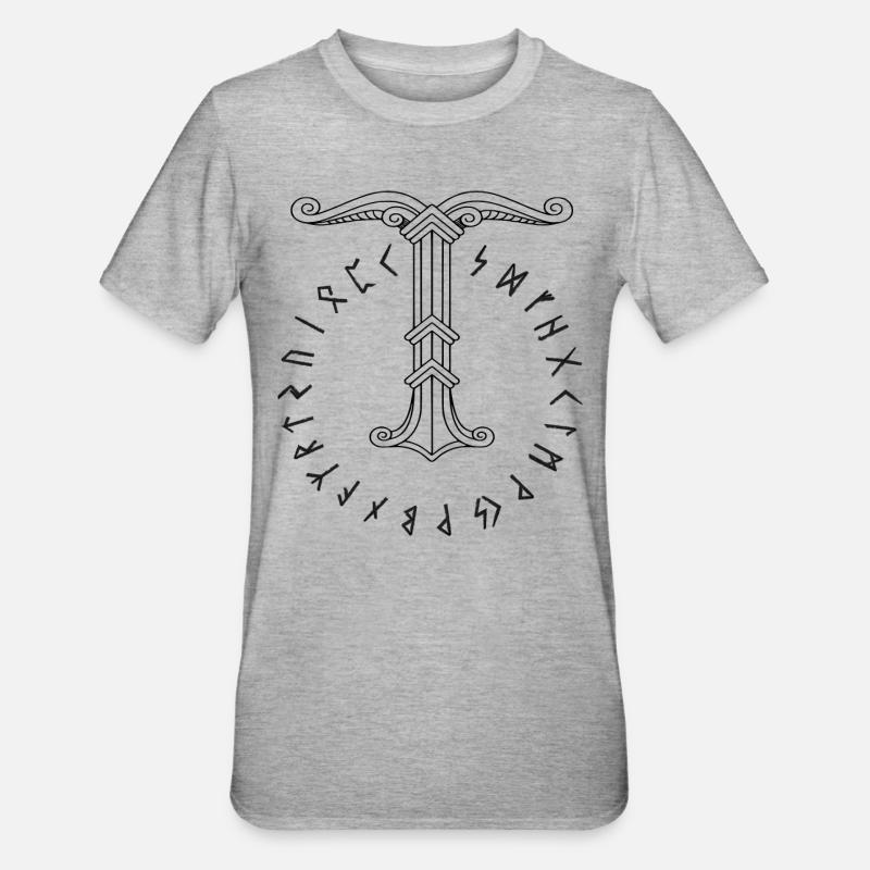 Irminsul Wikinger-Symbol - Unisex Polycotton T-Shirt - Grau meliert