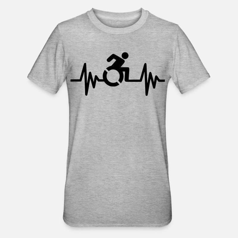 Bild Rollstuhlsymbol mit Herzfrequenz * - Unisex Polycotton T-Shirt - Grau meliert