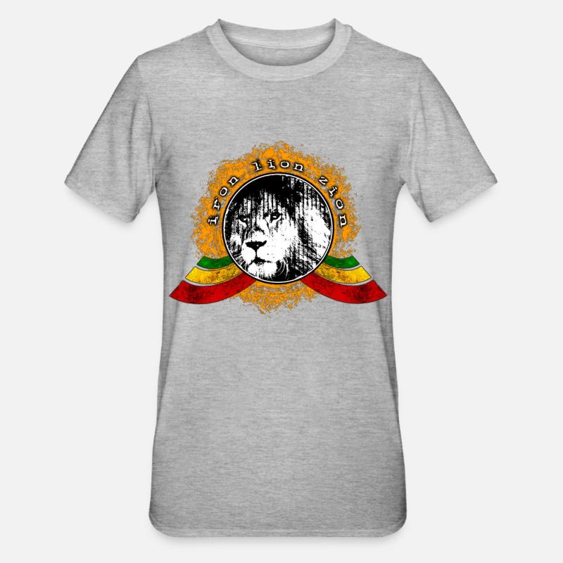Reggae Löwe - Unisex Polycotton T-Shirt - Grau meliert