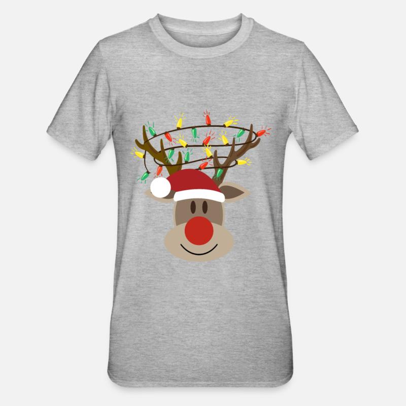 Moose Head Rudolph Moose Reindeer - Unisex Polycotton T-Shirt - heather grey