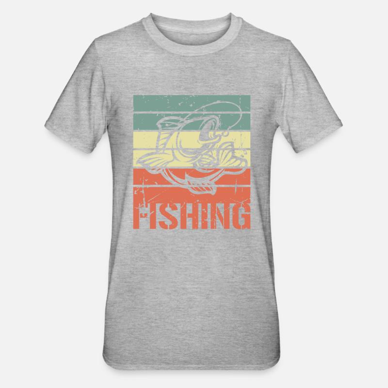 Pêche vintage - T-shirt polycoton Unisexe - gris chiné