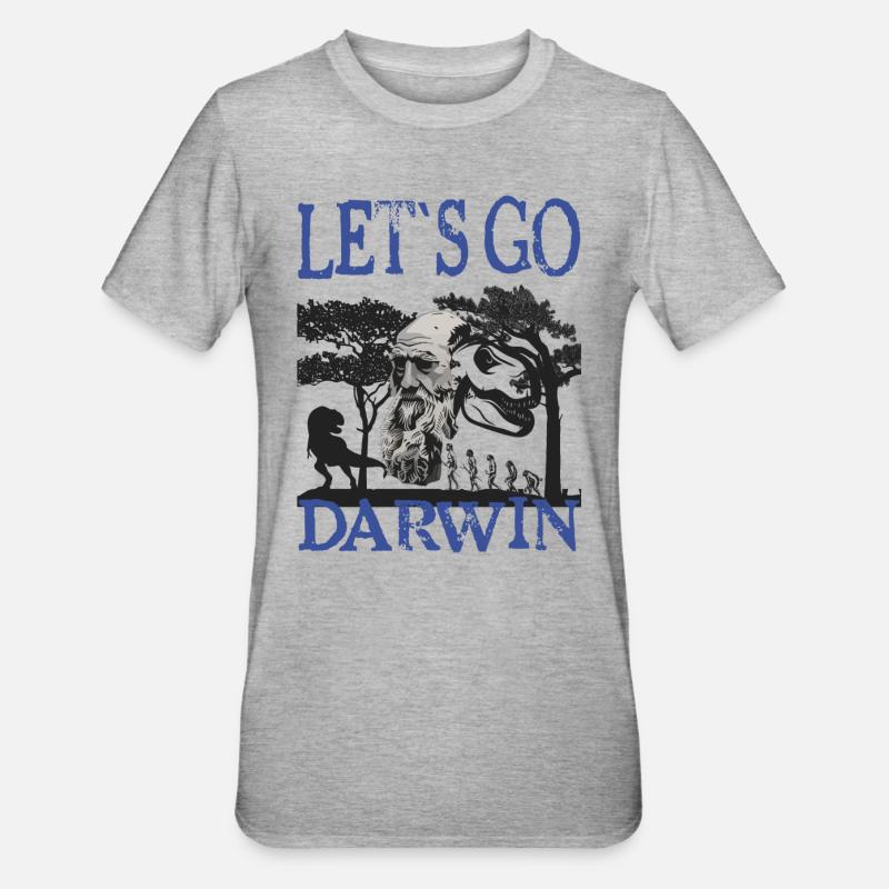 Charles Darwin Evolution textile Geschenkidee - Unisex Polycotton T-Shirt - Grau meliert