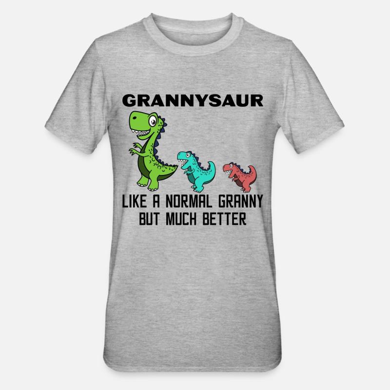 Lustig Großmutter Oma Dinosaurier Statement - Unisex Polycotton T-Shirt - Grau meliert