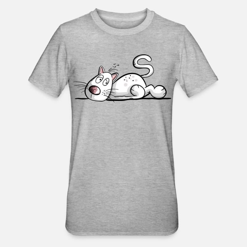 Chat fatigué I Chat Amis Cadeau - T-shirt polycoton Unisexe - gris chiné