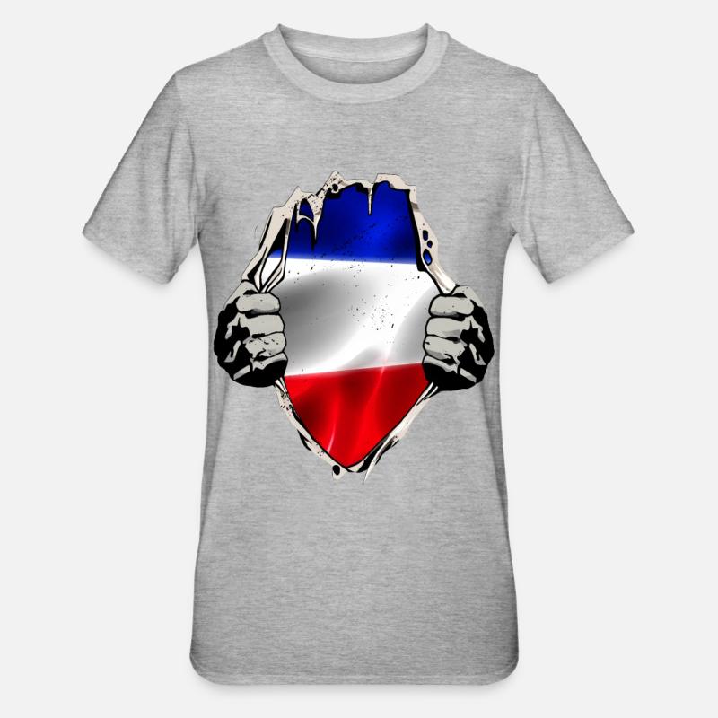 Drapeau rouge bleu-blanc - T-shirt polycoton Unisexe - gris chiné