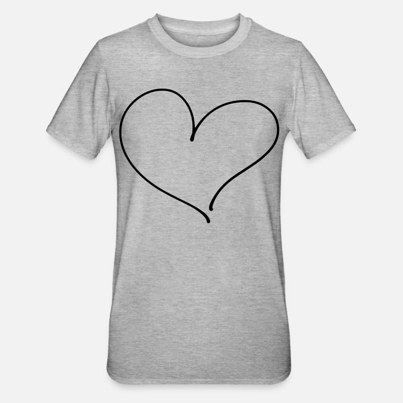 Herz / Liebe - Unisex Polycotton T-Shirt - Grau meliert