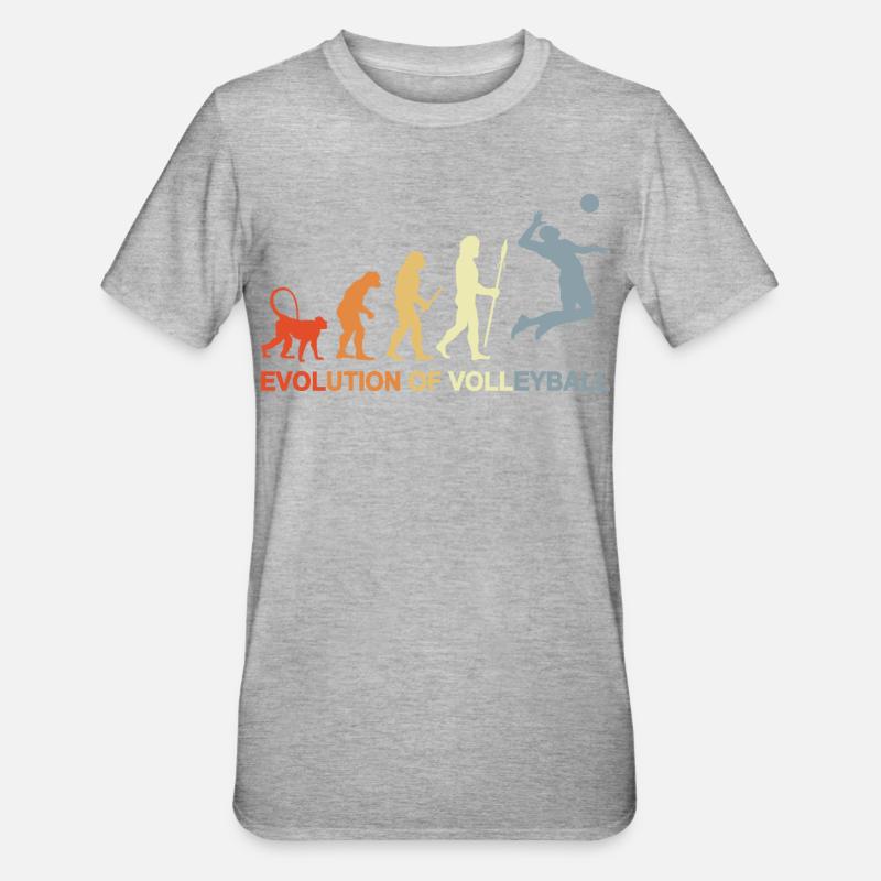 Évolution d’un joueur de volley-ball - T-shirt polycoton Unisexe - gris chiné