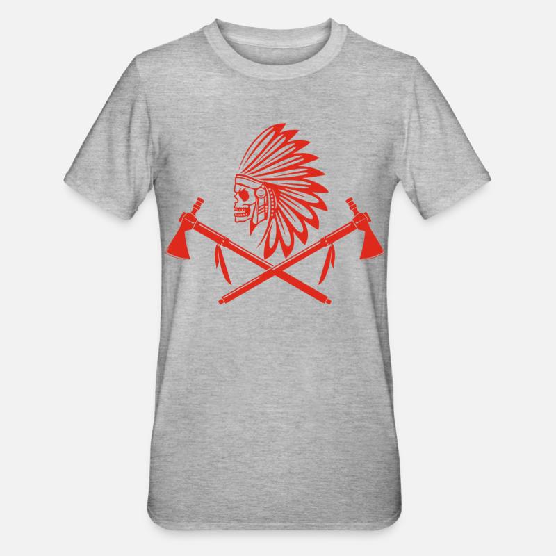 Rotindischer Krieger - Unisex Polycotton T-Shirt - Grau meliert