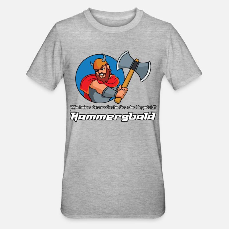 Hammersbald Wikinger - Unisex Polycotton T-Shirt - Grau meliert