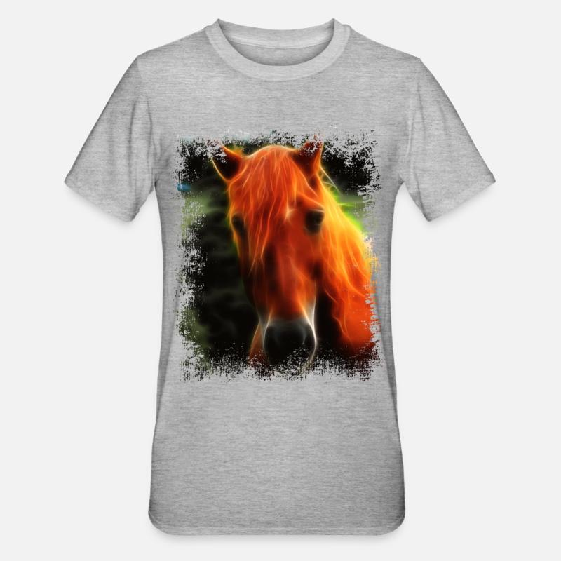 Pferd Wildpferd - Unisex Polycotton T-Shirt - Grau meliert