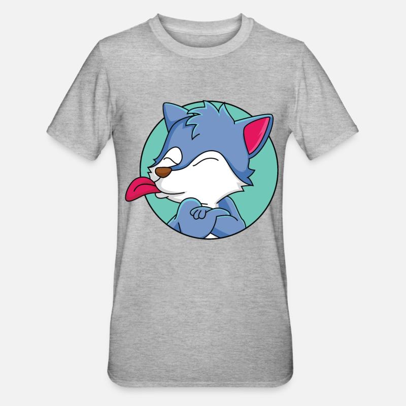 Frecher kleiner Wolf - Unisex Polycotton T-Shirt - Grau meliert