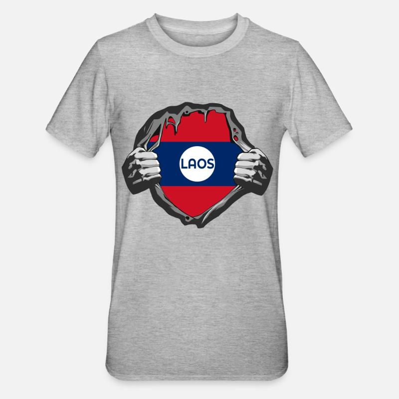 Motif drapeau du Laos - T-shirt polycoton Unisexe - gris chiné