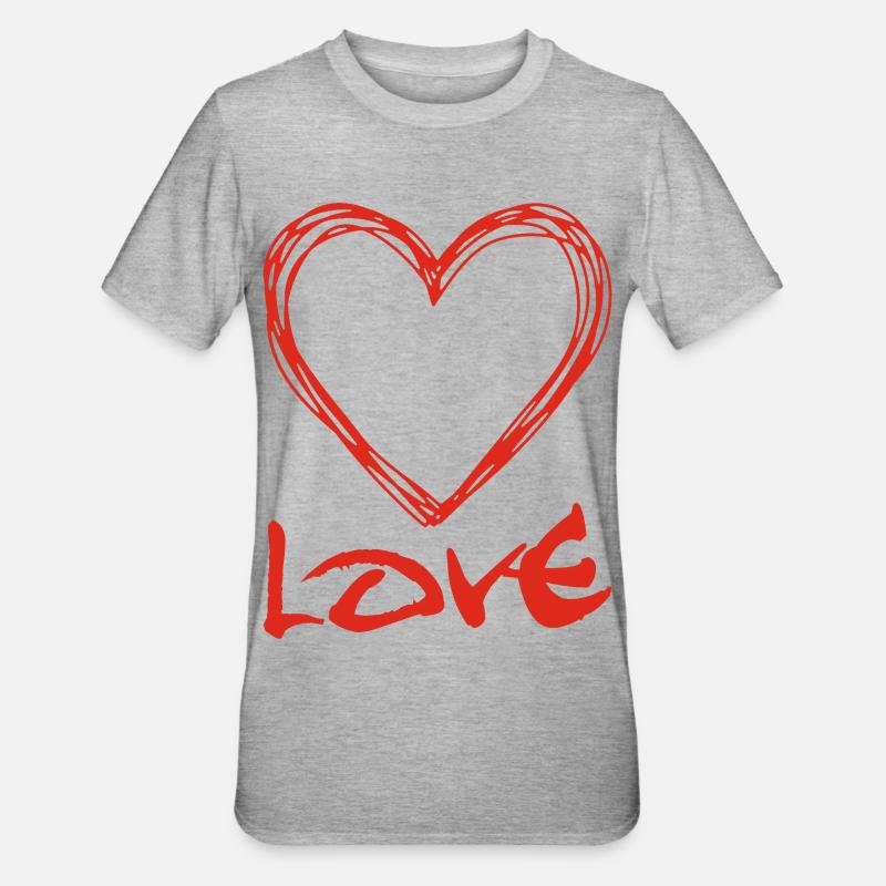 rotes Graffiti-Herz - Unisex Polycotton T-Shirt - Grau meliert