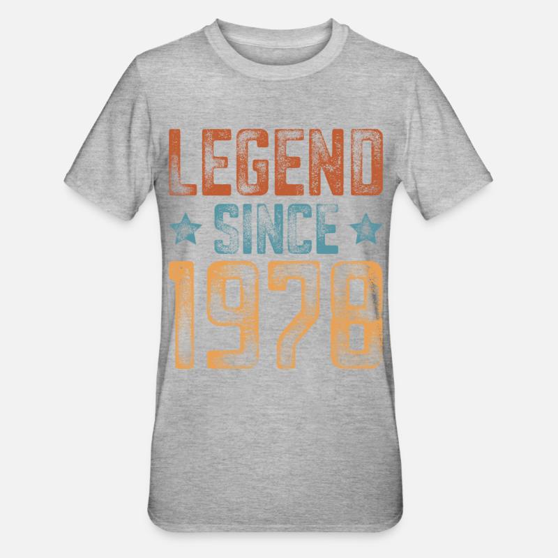 1978 Naissance Année de naissance Anniversaire - T-shirt polycoton Unisexe - gris chiné