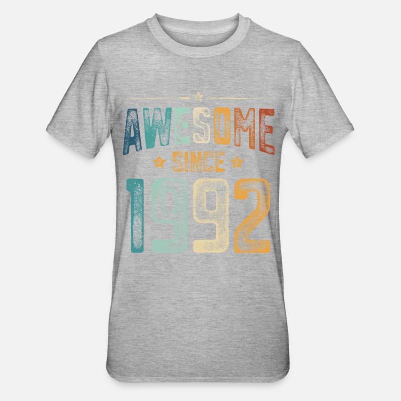 1992 Naissance Année de naissance - T-shirt polycoton Unisexe - gris chiné