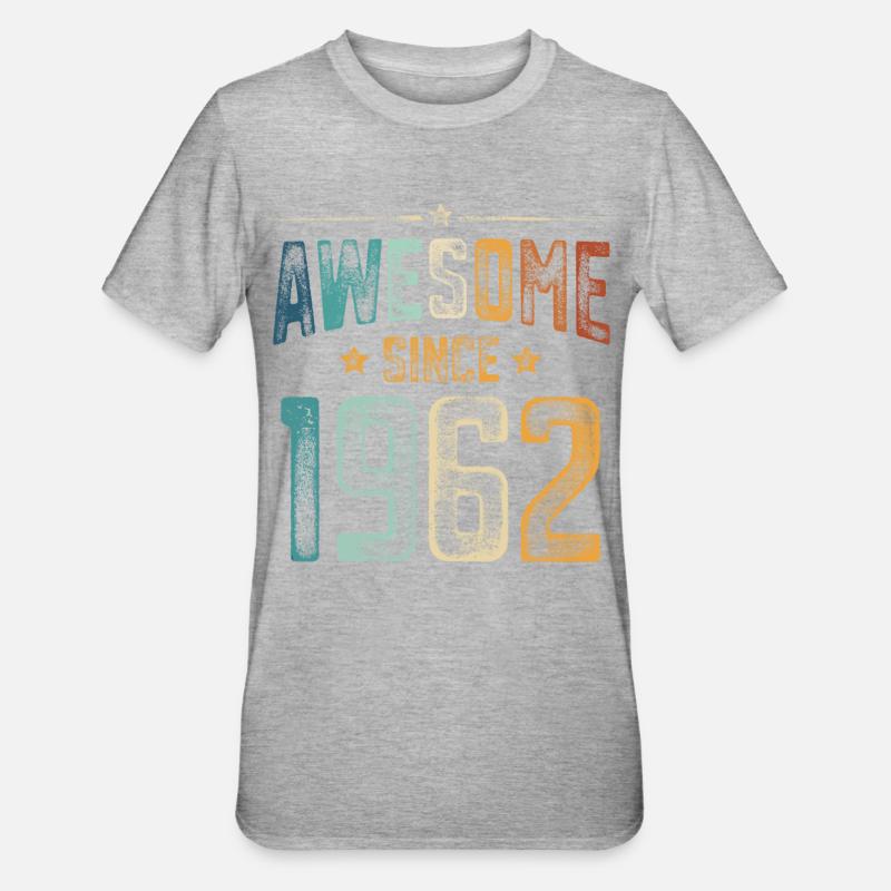 1962 Naissance Année de naissance - T-shirt polycoton Unisexe - gris chiné