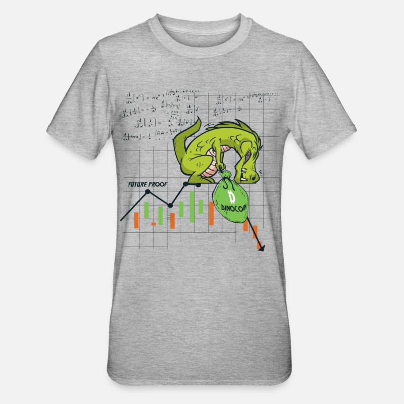 Dinocoin à l’épreuve du temps ? - T-shirt polycoton Unisexe - gris chiné