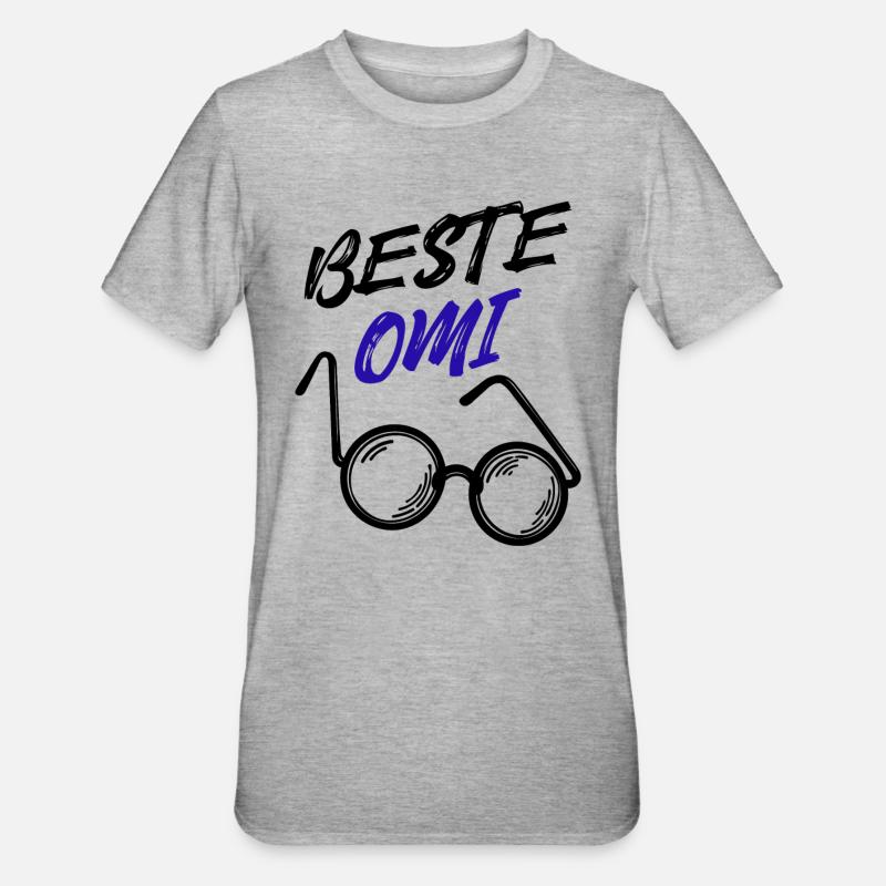 Oma Großmutter Beste Omi Brille Statement - Unisex Polycotton T-Shirt - Grau meliert