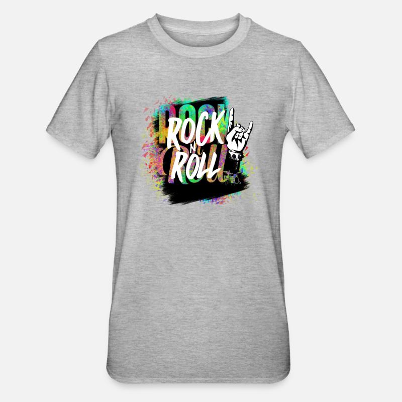 Rock n Roll Farbexplosion - Unisex Polycotton T-Shirt - Grau meliert