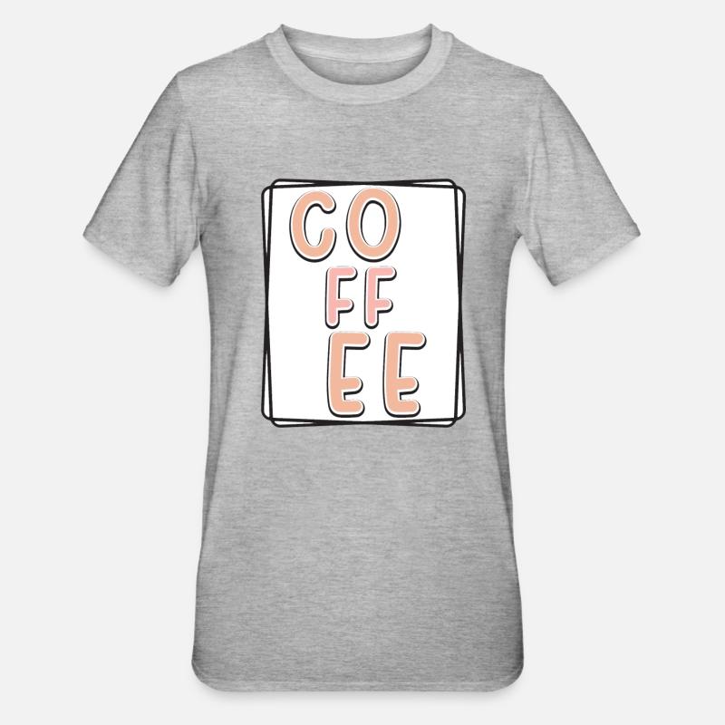 Kaffee Typo Panel - Unisex Polycotton T-Shirt - Grau meliert