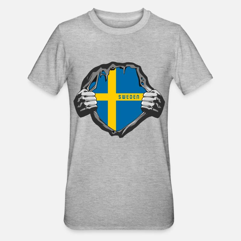 Drapeaux de la Suède - T-shirt polycoton Unisexe - gris chiné