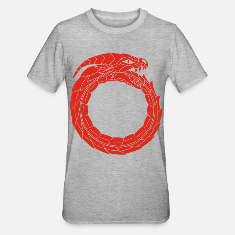 Dragon rouge dévoreur - T-shirt polycoton Unisexe - gris chiné