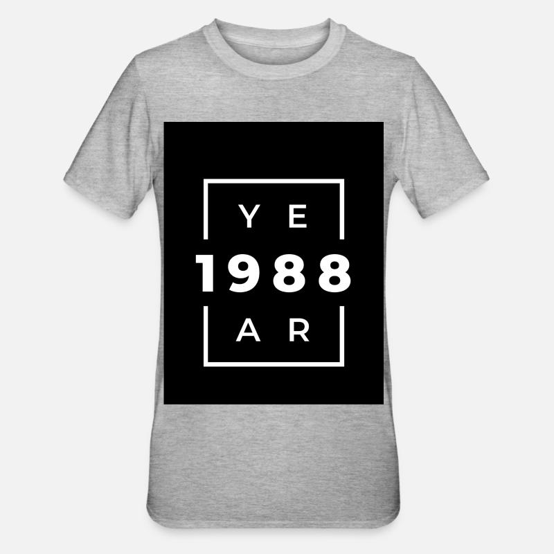 Design Typographique Année 1988 - T-shirt polycoton Unisexe - gris chiné