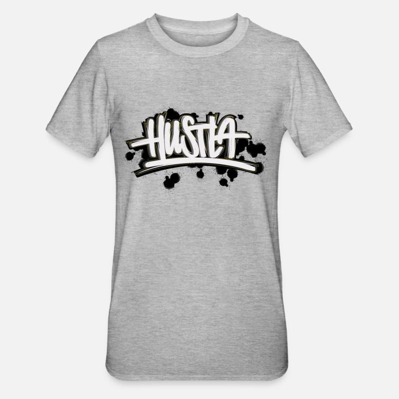 Lettrage de graffiti Hustla - T-shirt polycoton Unisexe - gris chiné