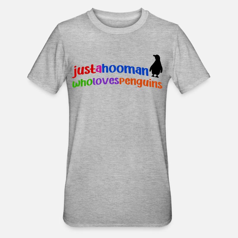 Pinguin Cool Statement Tier Südpol Vogel - Unisex Polycotton T-Shirt - Grau meliert