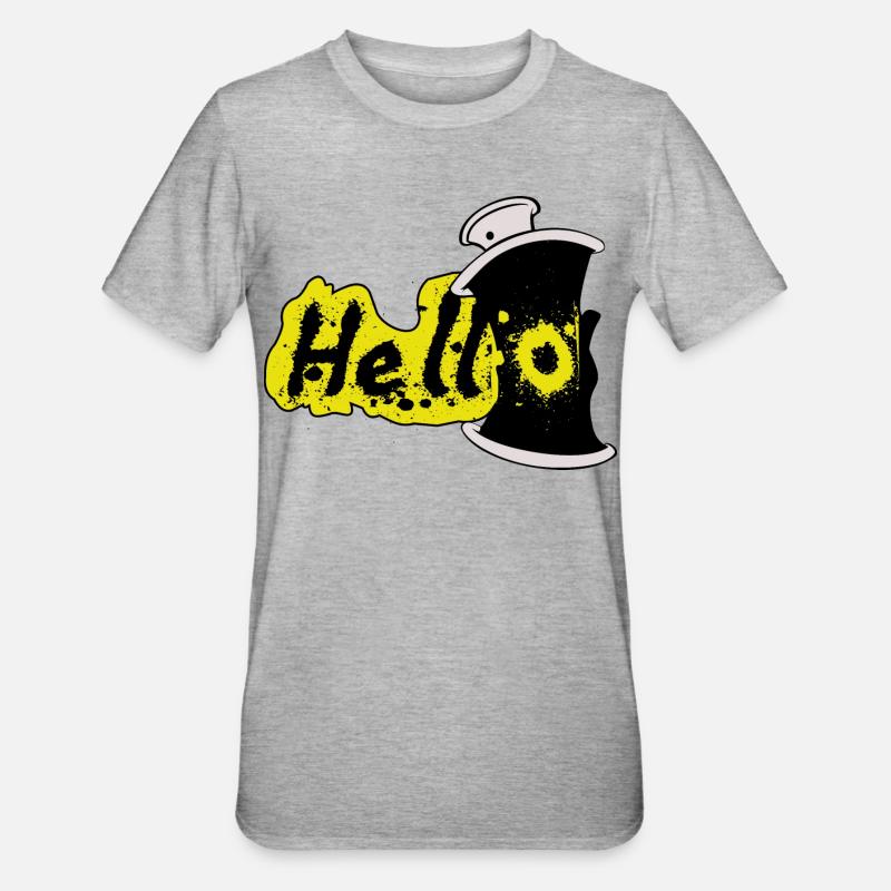 Hallo Spray Effekt - Unisex Polycotton T-Shirt - Grau meliert