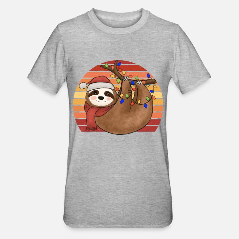 Sloth String Lights Noël Pyjamas Noël - T-shirt polycoton Unisexe - gris chiné