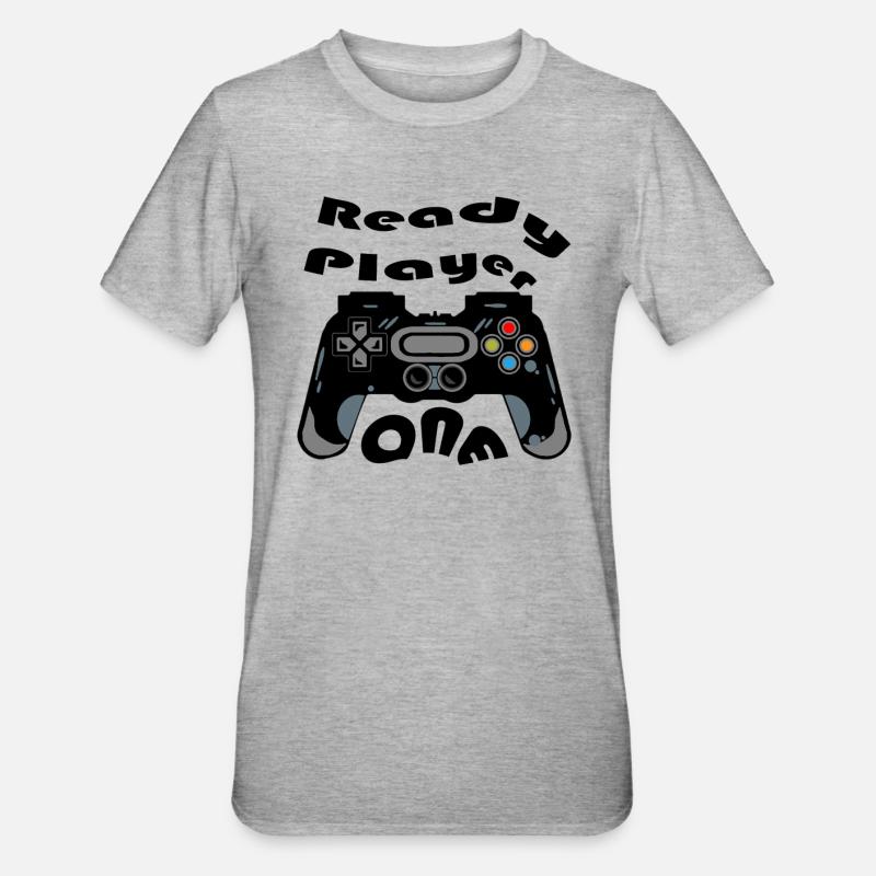 Silhouette de manette rétro - T-shirt polycoton Unisexe - gris chiné