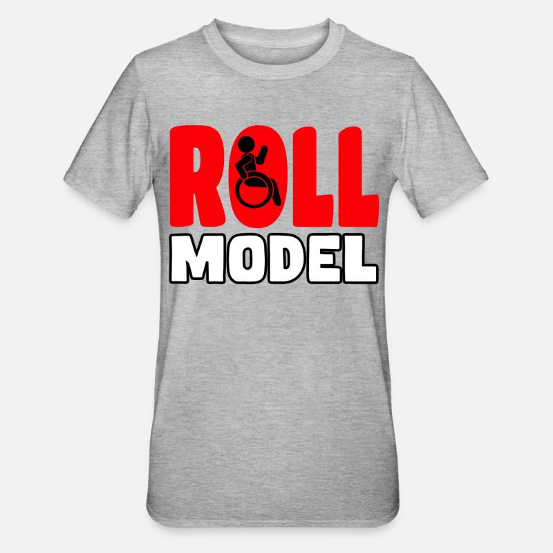 Jeder Rollstuhlfahrer ist ein Rollenmodell* - Unisex Polycotton T-Shirt - Grau meliert