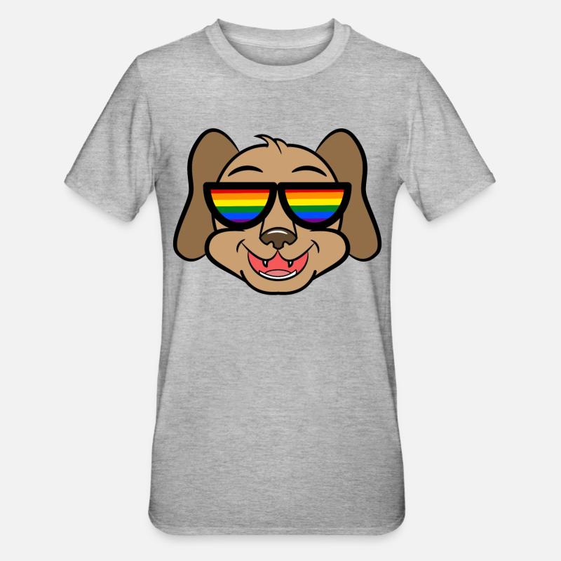Cool hund Lgbt Rainbow Lesbiske Bøsser - Unisex polycotton T-shirt - grå meleret