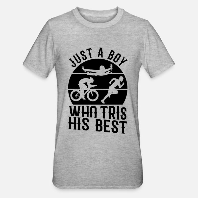 Triathlon Junge - Unisex Polycotton T-Shirt - Grau meliert