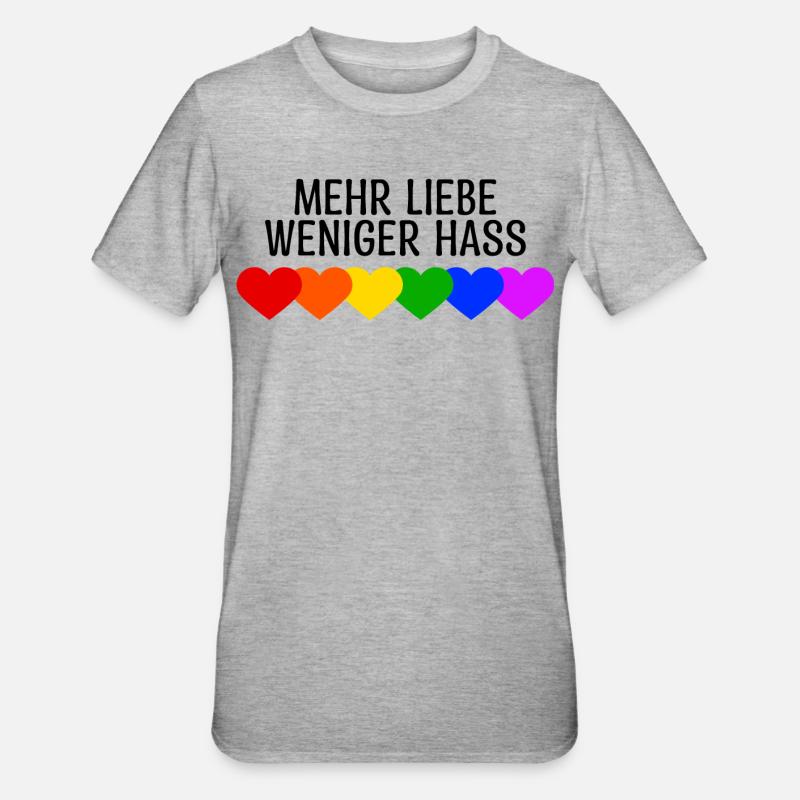 Regenbogen Herz Lgbt Bisexuell Statement - Unisex Polycotton T-Shirt - Grau meliert