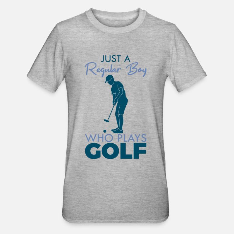 Lustiger Golfer Junge - Unisex Polycotton T-Shirt - Grau meliert