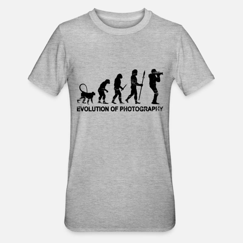 Evolution der Fotografie - Unisex Polycotton T-Shirt - Grau meliert