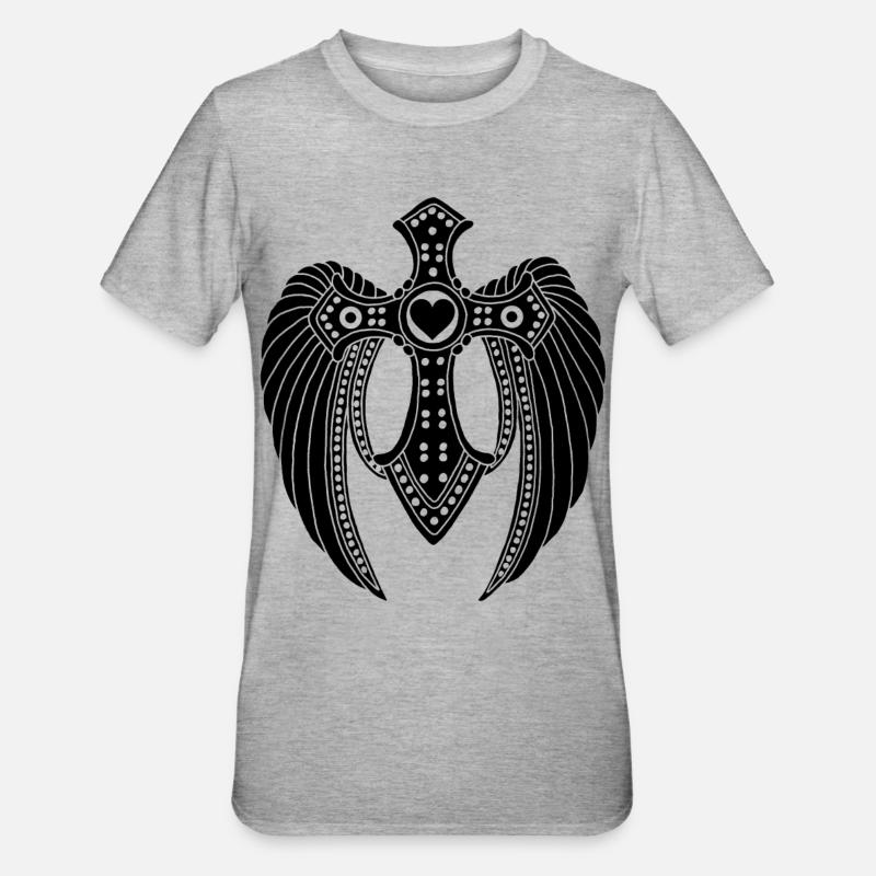 schwarzer gefallener Engel - Unisex Polycotton T-Shirt - Grau meliert
