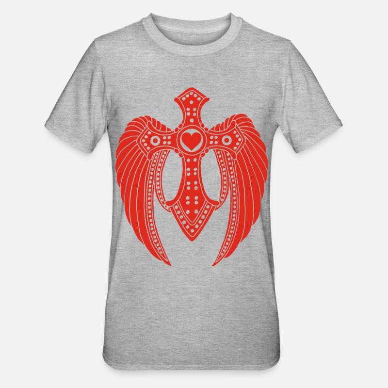 Roter gefallener Engel - Unisex Polycotton T-Shirt - Grau meliert