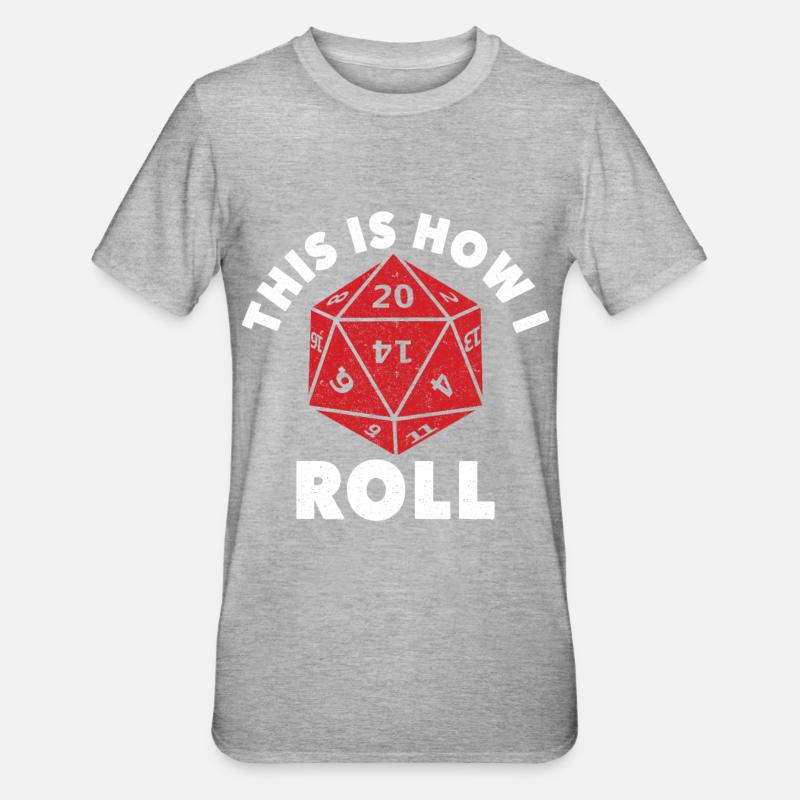 Dungeons Dice RPG Dragons ECCO COME ROTOLO - Maglietta unisex, mix cotone e poliestere - grigio melange