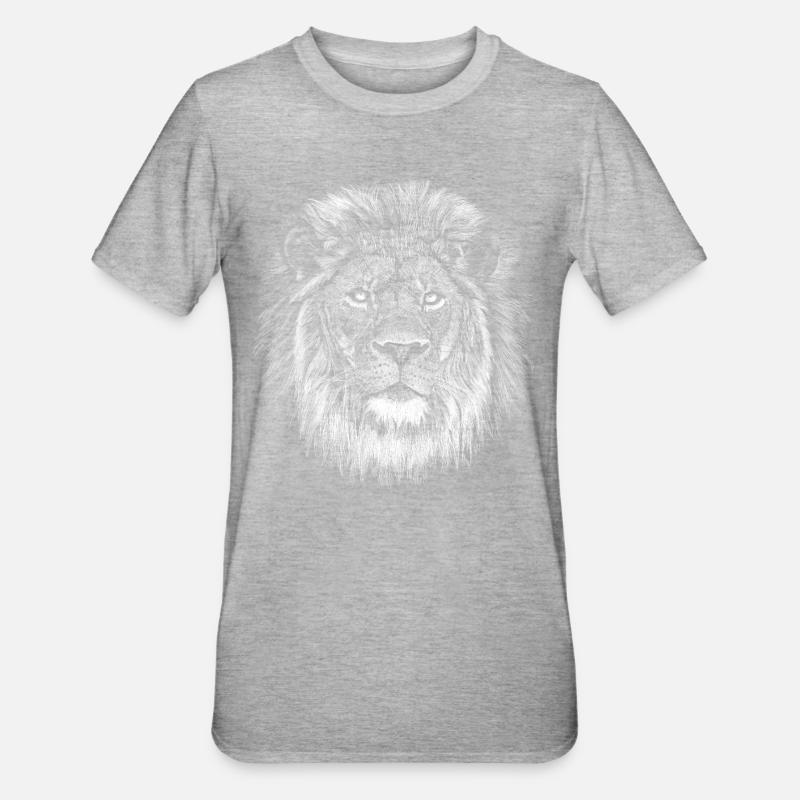 Löwe - Unisex Polycotton T-Shirt - Grau meliert