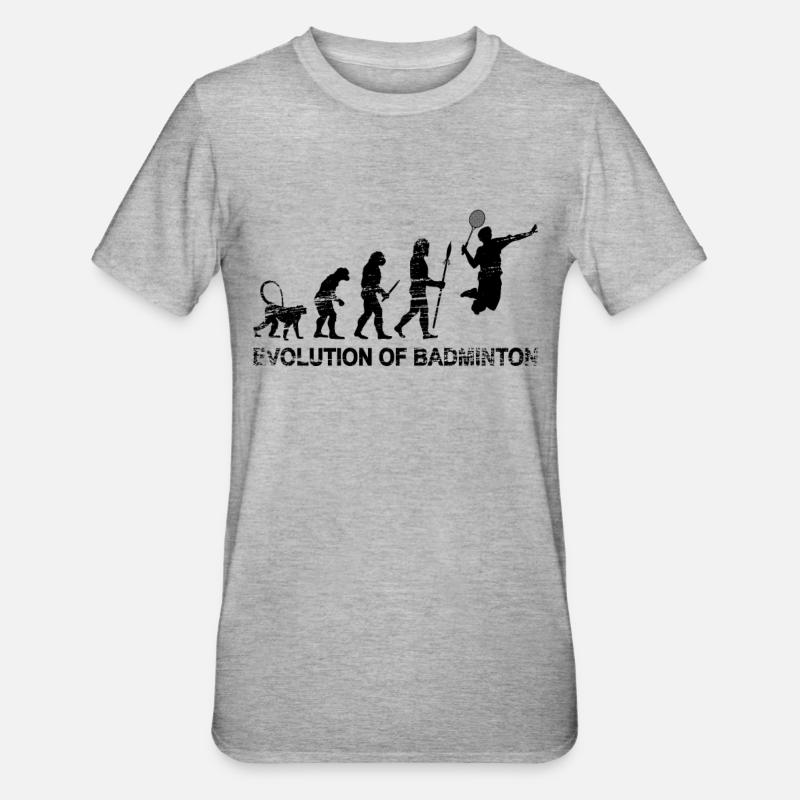 Entwicklung des Badminton - Unisex Polycotton T-Shirt - Grau meliert