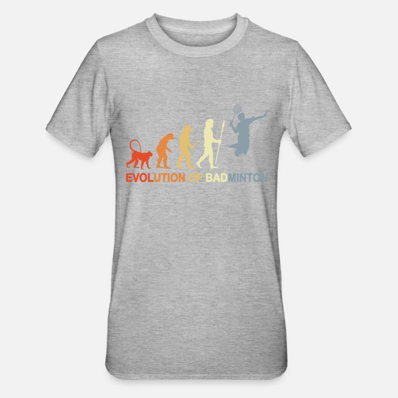 Badminton Evolution - Unisex Polycotton T-Shirt - Grau meliert