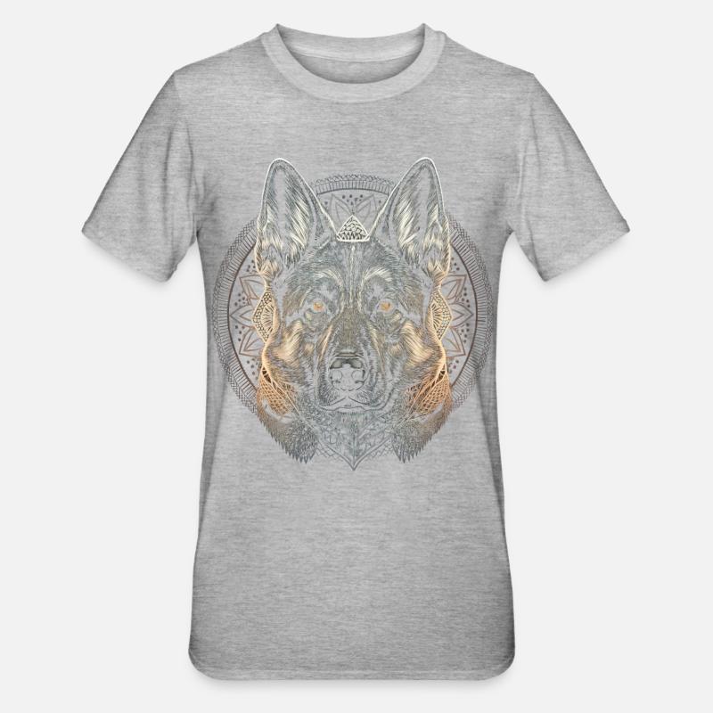 Deutscher Schäferhund Grafik Design - Unisex Polycotton T-Shirt - Grau meliert